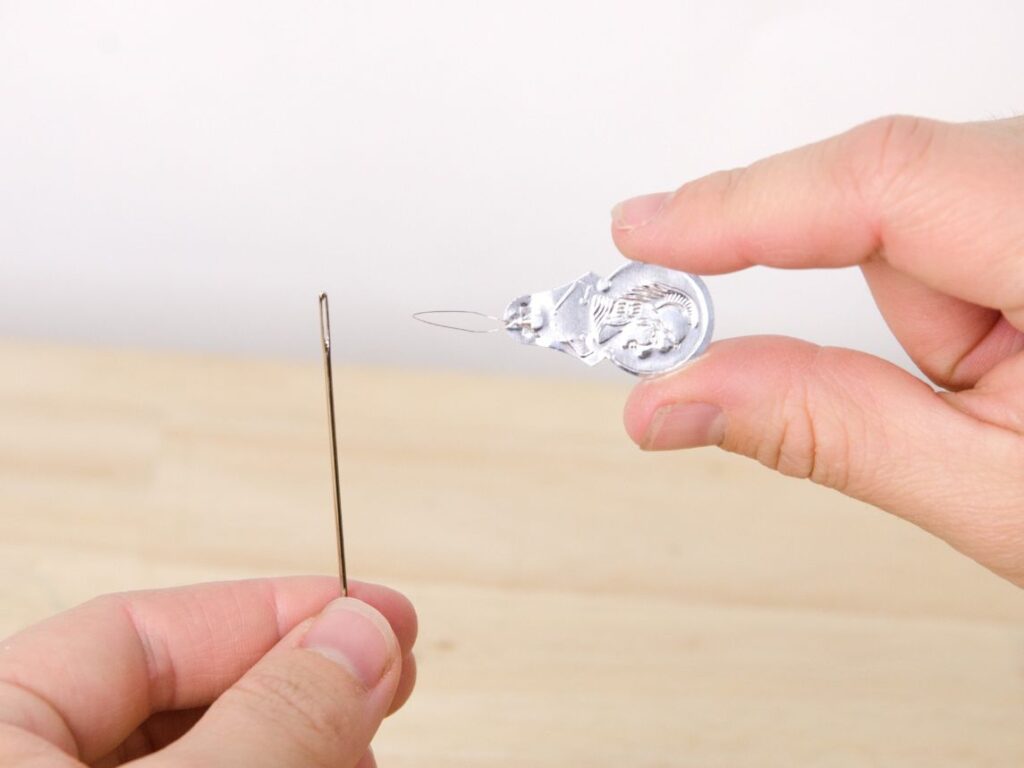 Silver Wire Loop Tool To Thread a Sewing Machine Needle