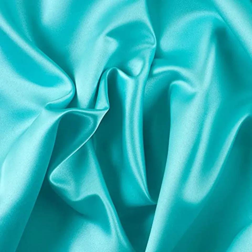 Charmeuse Satin Fabric | 5 Yards Continuous | 60' Wide | Silky, Bridal | Decoration, Fashion Crafts (Seafoam Blue, 5 Yd)